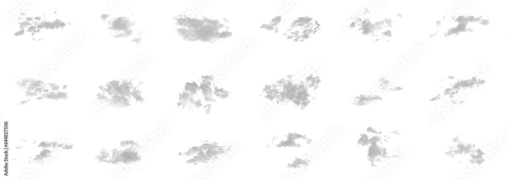 Pakiet chmur bez tła, białe chmury - obrazy, fototapety, plakaty 