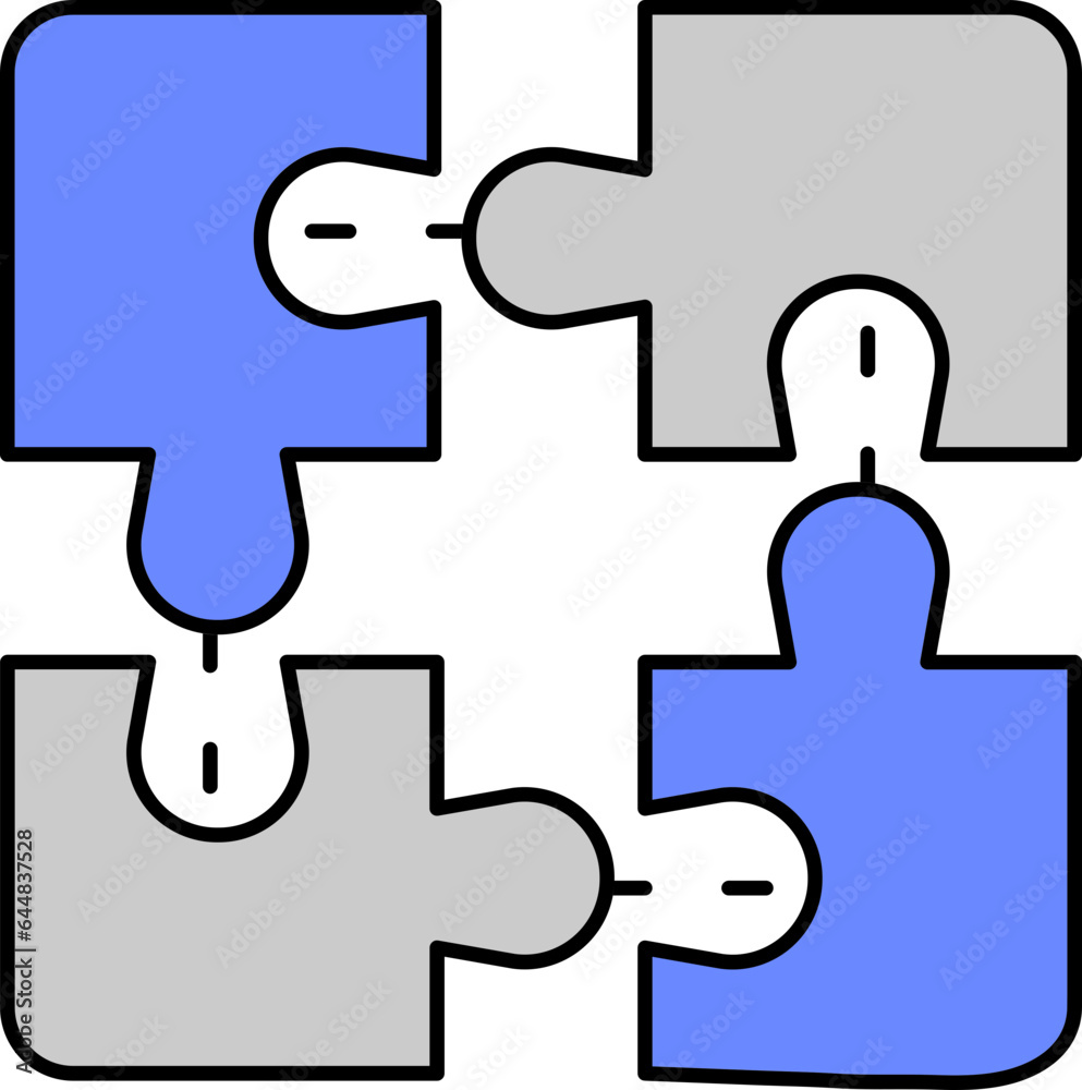 Jigsaw Puzzle Icon In Grey And Blue Color. Jigsaw Puzzle Icon In Grey And Blue Color.