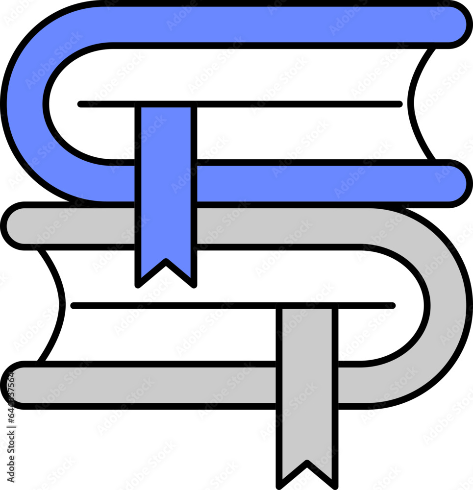 Flat Books Icon In Blue And Grey Color. Flat Books Icon In Blue And Grey Color.