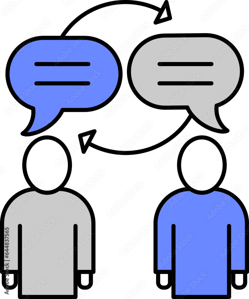 Conversation People Icon In Grey And Blue Color. Conversation People Icon In Grey And Blue Color.