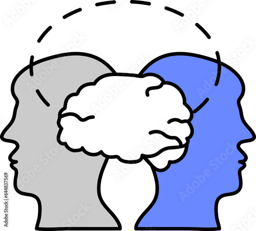 People Connect Mind Grey And Blue Icon Or Symbol.