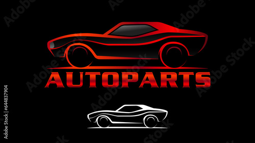 Sport car logo template. Vector illustration of sport car icon on black background.