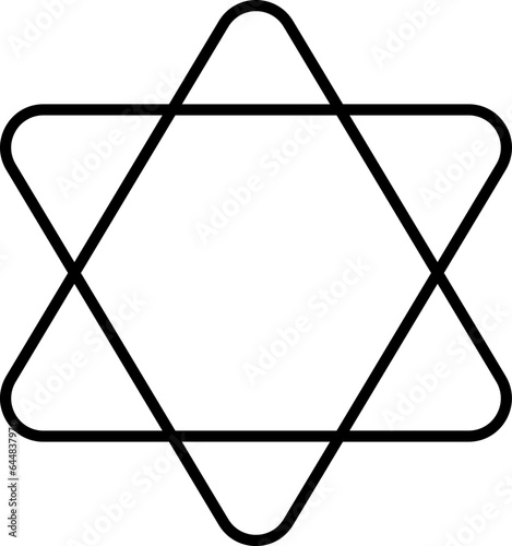Star Of David Icon Or Symbol In Black Thin Line Art.