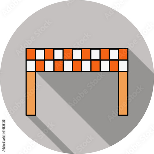 Orange And White Color Barrier Icon On Gray Background.