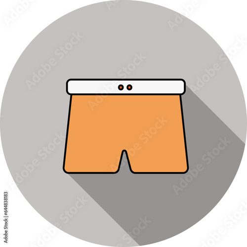 Short Pants Icon In Orange And White Color.