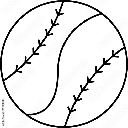 Baseball Icon In Black Outline.