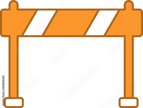 Barrier Icon In Orange And White Color.