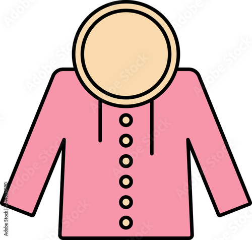 Hoodie Or Winter Jacket Icon In Flat Style.
