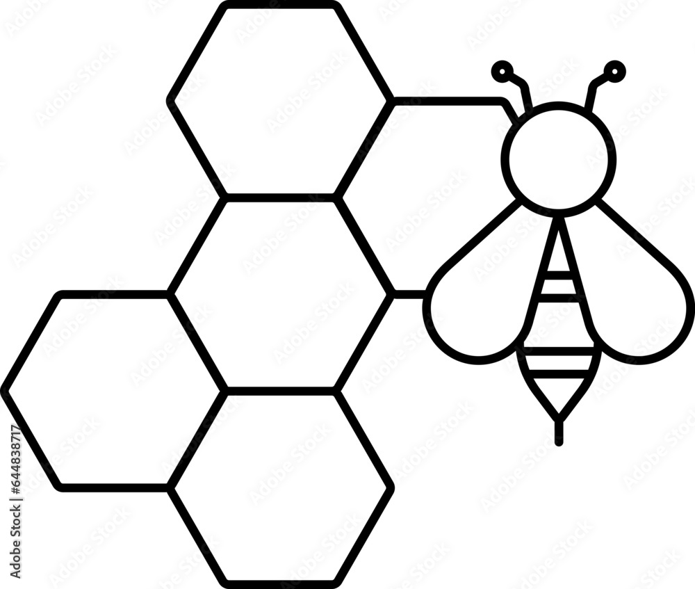 Honey Bee Net Icon In Thin Line Art. Honey Bee Net Icon In Thin Line Art.