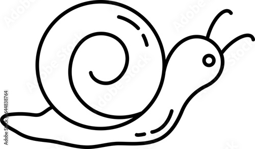 Snail Icon In Black Line Art.