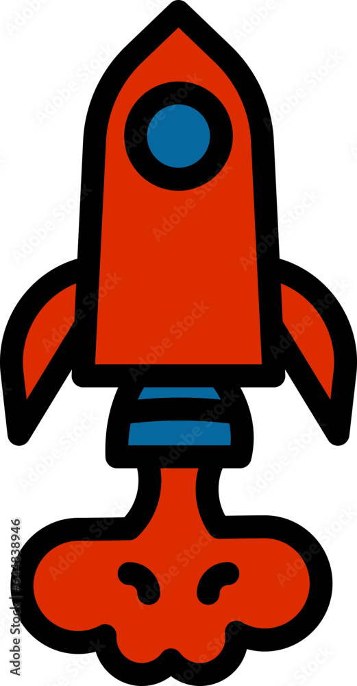Isolated Rocket Icon In Blue And Red Color. Isolated Rocket Icon In Blue And Red Color.