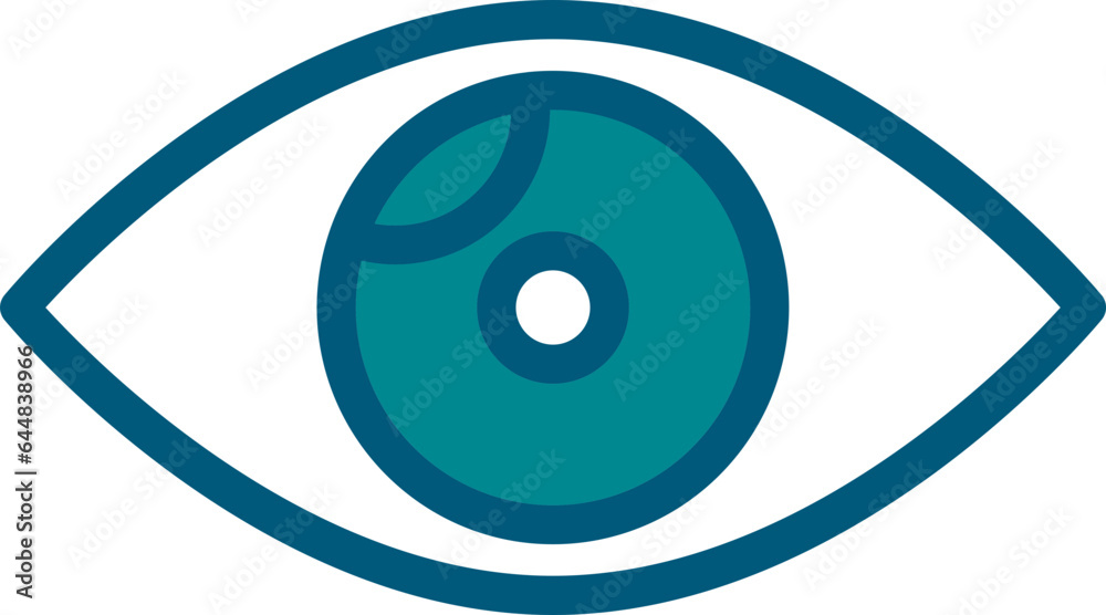 Illustration Of Eye Icon In Cyan And White Color. Illustration Of Eye Icon In Cyan And White Color.