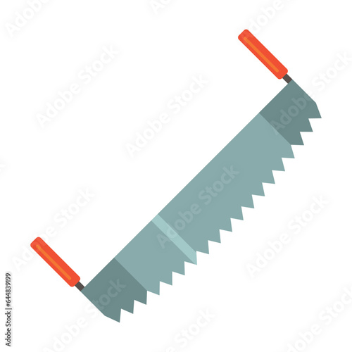 Long two handed saw vector. Tool for processing sawn trees and planks. Multicolored flat vector icon representing construction tools concept isolated on white background
