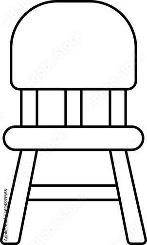 Black Line Art Chair Icon In Flat Style.