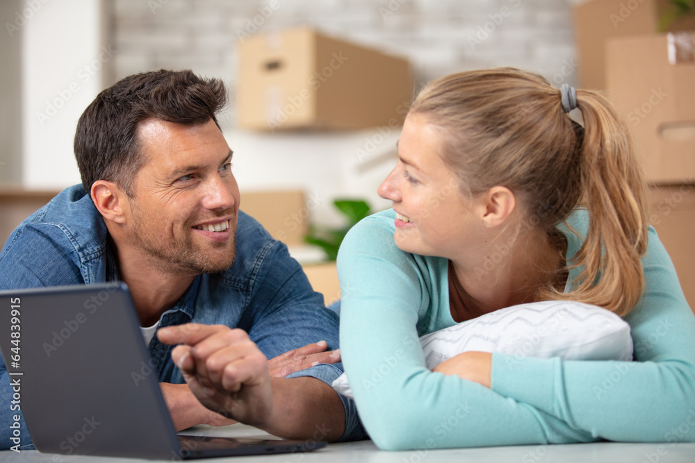 young couple using a tablet pc