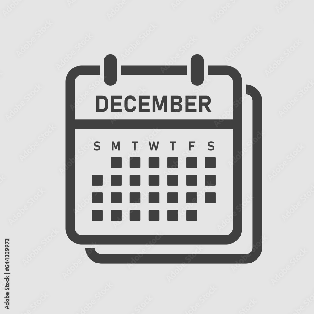 Vector template icon page calendar, month December Vector template icon page calendar, month December