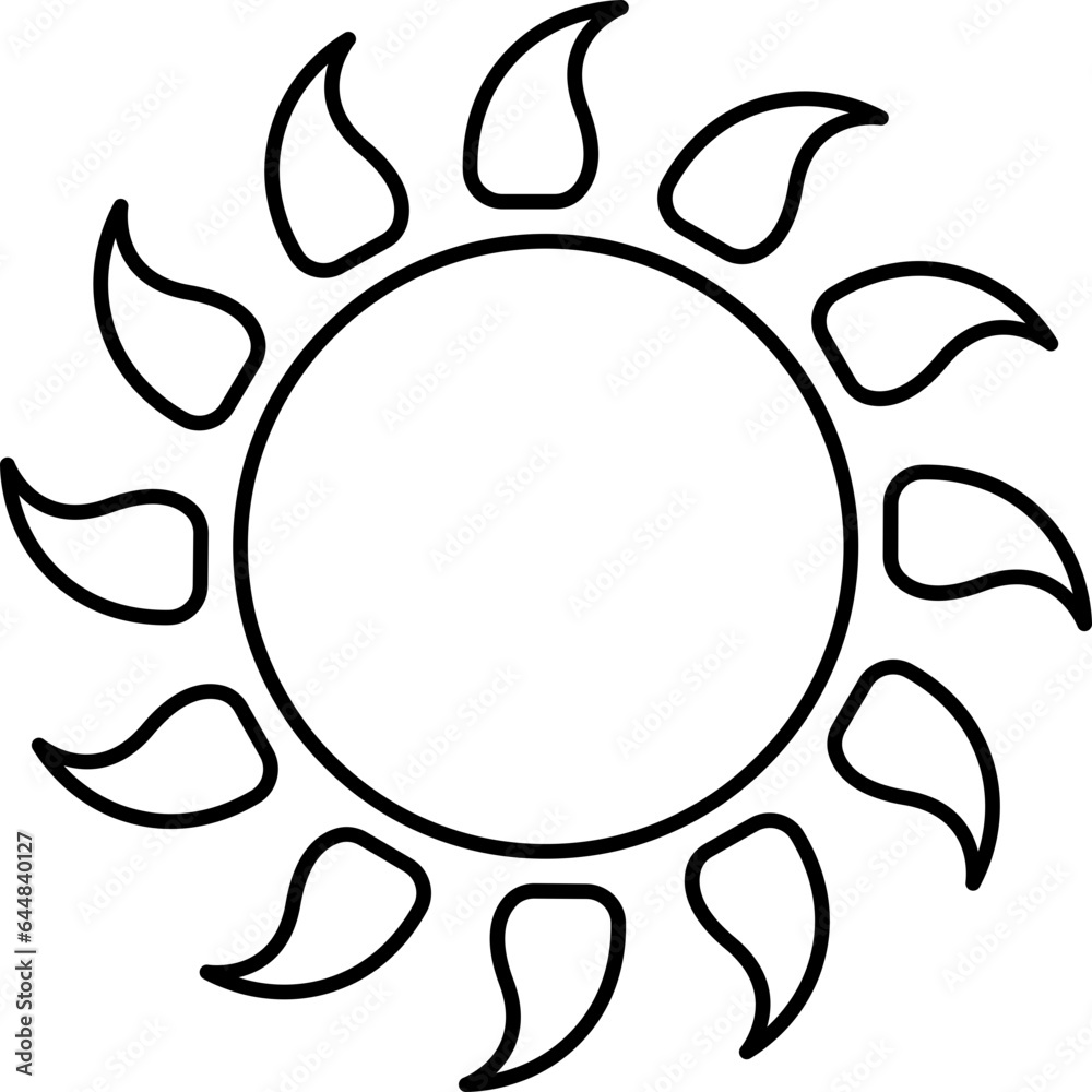 Vector Illustration Of Sun Icon In Thin Line Art. Vector Illustration Of Sun Icon In Thin Line Art.