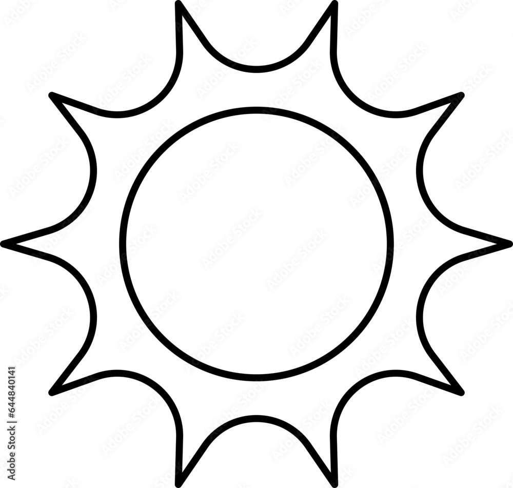 Illustration Of Sun Icon In Outline Style. Illustration Of Sun Icon In Outline Style.