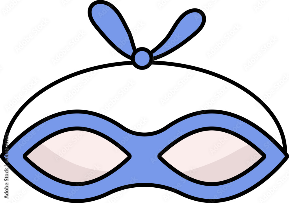 Blue Eye Mask Flat Icon On White Background. Blue Eye Mask Flat Icon On White Background.