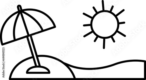 Linear Style Sun And Umbrella Icon.