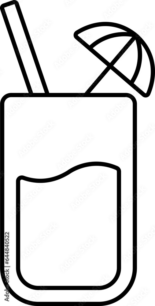Umbrella Straw In Drink Glass Thin Lline Icon. Umbrella Straw In Drink Glass Thin Lline Icon.