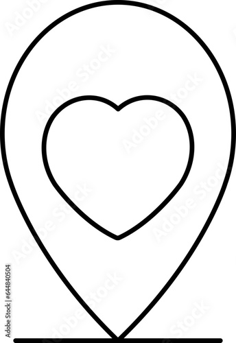 Favorite Location Pin Icon In Black Line Art.