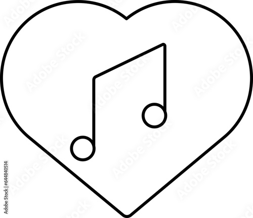 Favorite Song Icon In Black Line Art.