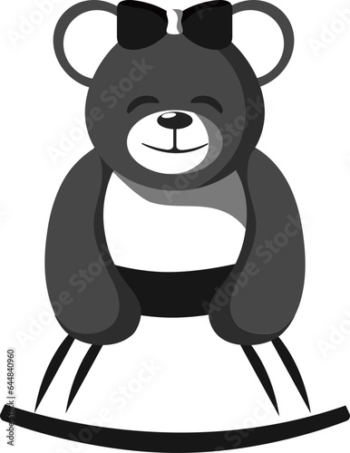 Cartoon Female Bear Character In Black And White Color.