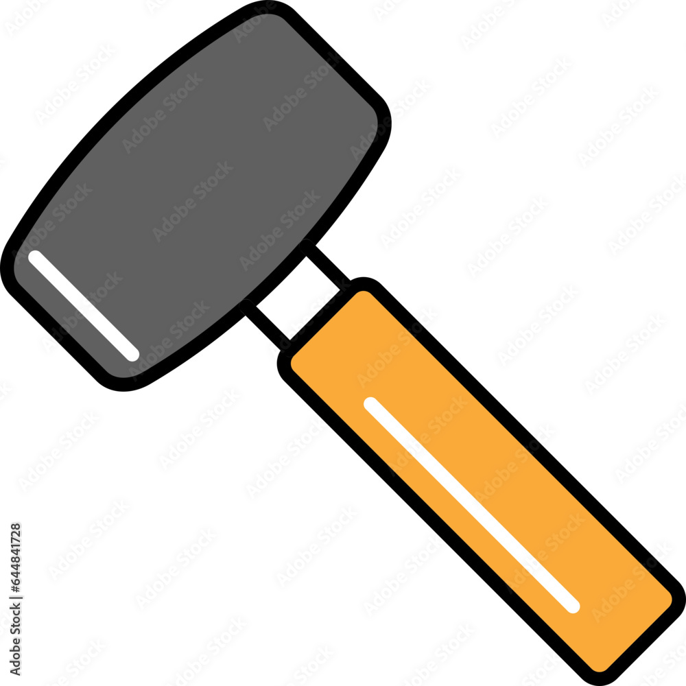 Isolated Hammer Grey And Orange Icon In Flat Style.