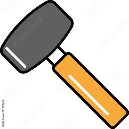 Isolated Hammer Grey And Orange Icon In Flat Style.