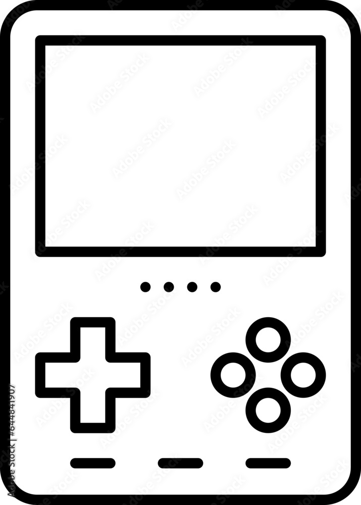 Isolated Game Boy Black Stroke Icon. Isolated Game Boy Black Stroke Icon.