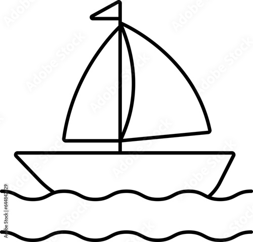 Sailing Yacht Icon In Black Outline.