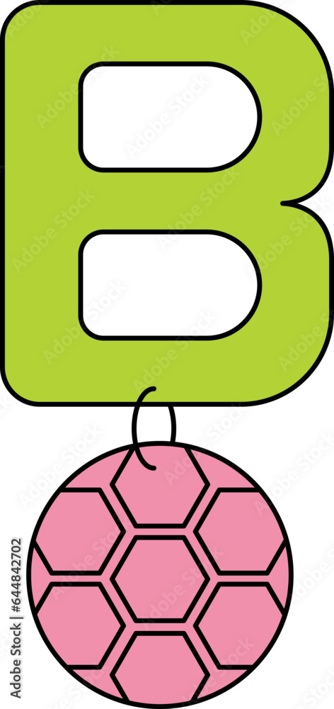 Obraz premium Letter B For Ball Icon In Pink And Green Color.