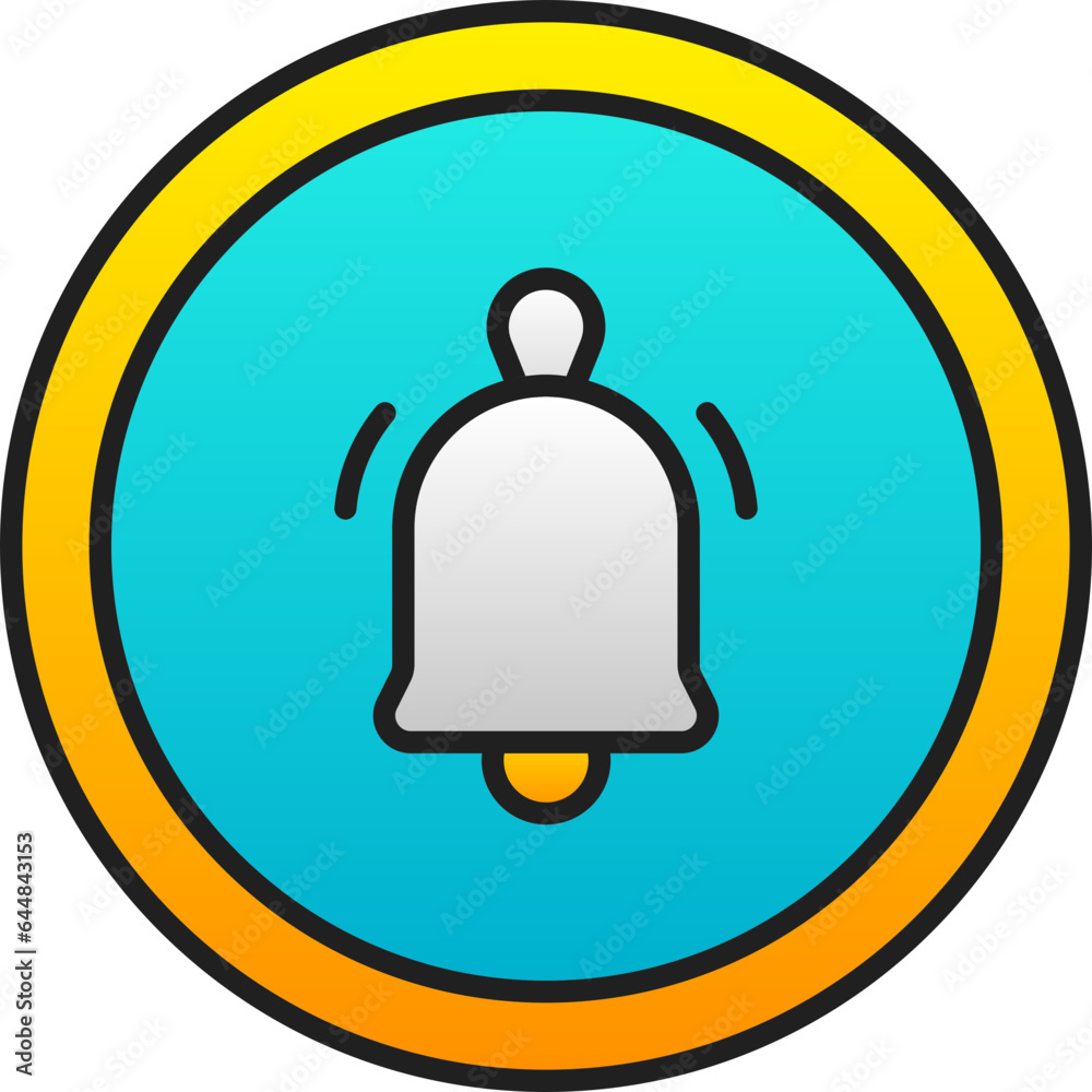 Yellow And Blue Bell Button Flat Icon Or Symbol. Yellow And Blue Bell Button Flat Icon Or Symbol.