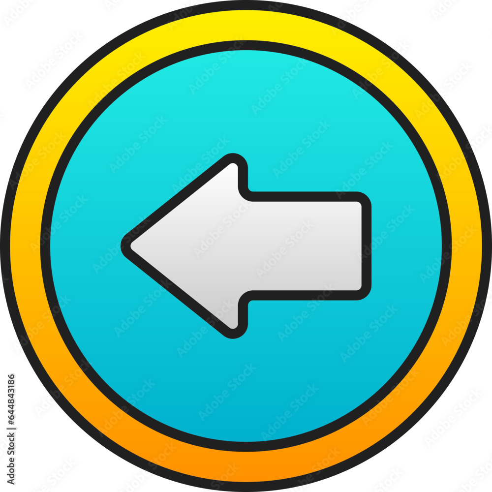 Gradient Blue And Yellow Right Arrow Symbol On Round Icon. Gradient Blue And Yellow Right Arrow Symbol On Round Icon.