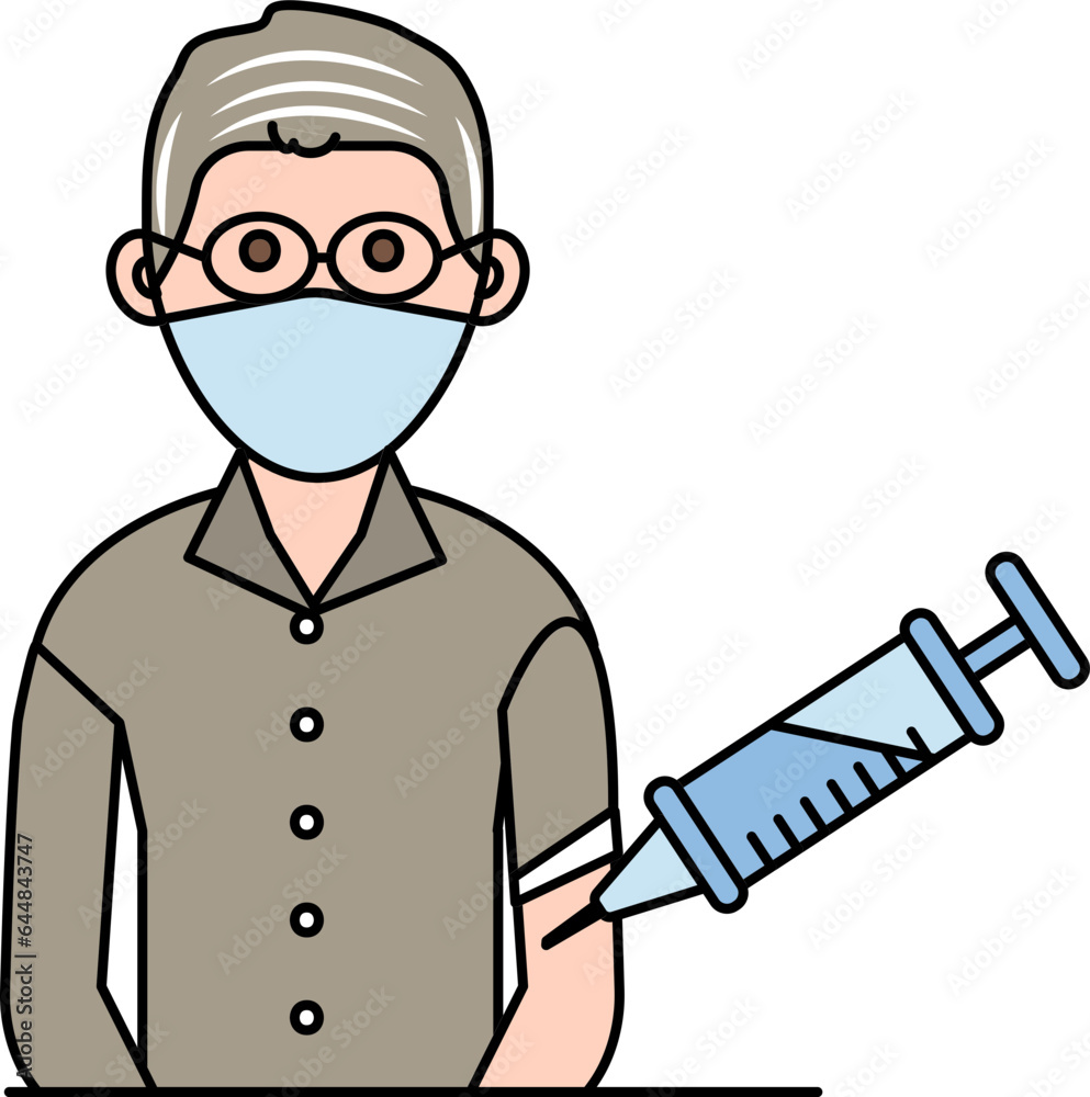 Gray And Blue Color Avatar Vaccination Icon. Gray And Blue Color Avatar Vaccination Icon.