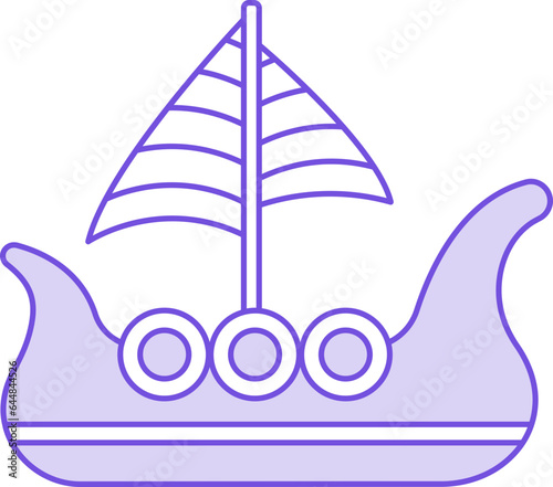 Viking Ship Icon Or Symbol In Purple And Peach Color.