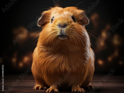 Adorable guinea pig on black background. Studio shot. 