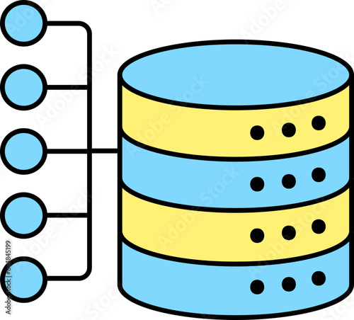 Database Connection Icon in Blue And Yellow Color.