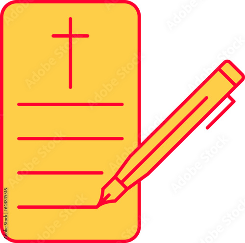 Christian Wedding Form With Pen Icon In Yellow And Red Color.