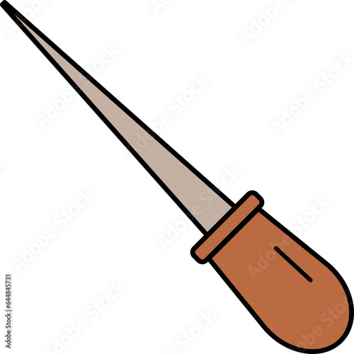 Awl Tool Icon In Brown Color.