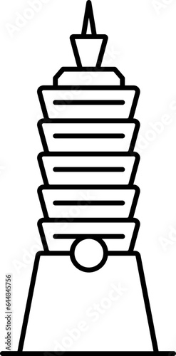 Taipei (Taiwan)Building Icon In Line Art.