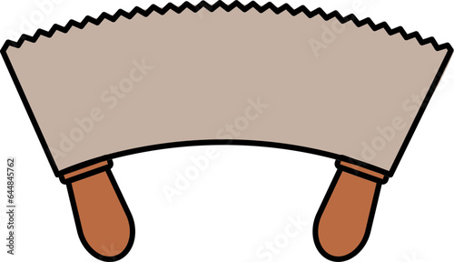 Double Hand Saw Icon In Brown Color.