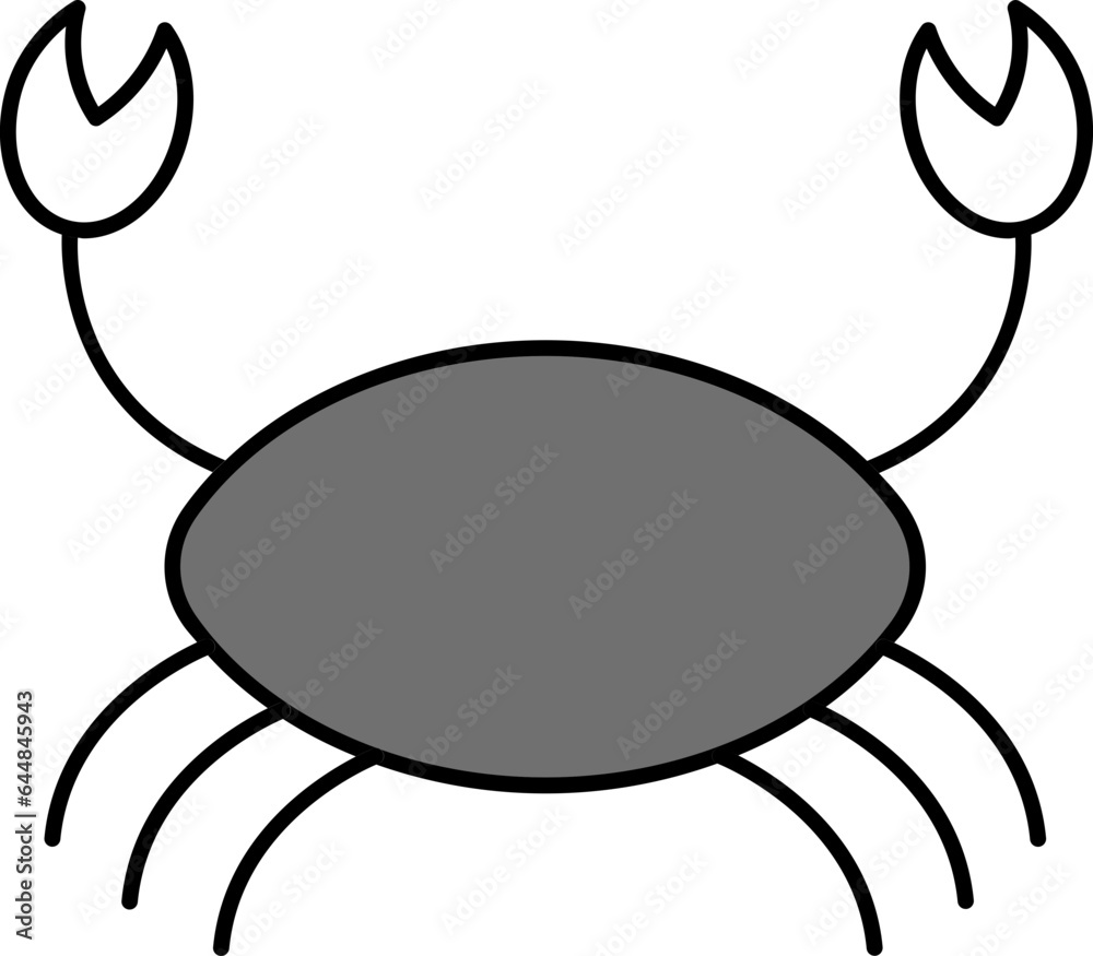 Cancer Or Crab Icon Or Symbol In Gray And White Color. Cancer Or Crab Icon Or Symbol In Gray And White Color.
