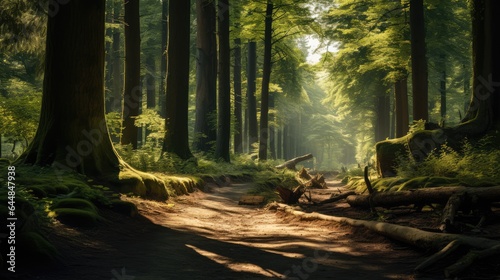 The path in the middle of the forest, AI generated Image