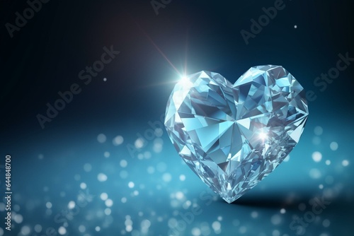 background with diamond cold heart for valentines day. Generative AI © Ever