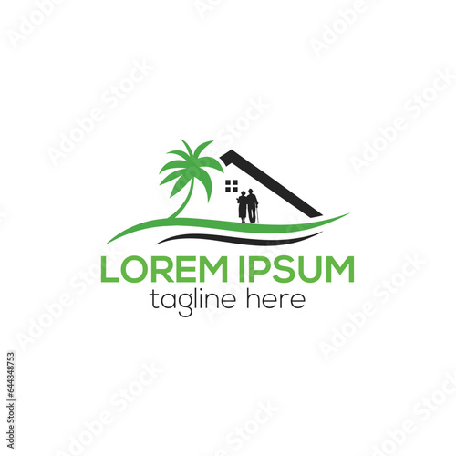 Elderly Healthcare logo Nursing home, old-age people nursing logo design