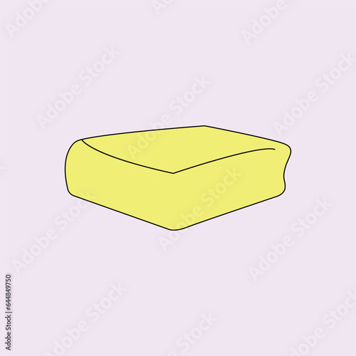 Vector graphic illustration of a yellow eraser on a pink background.