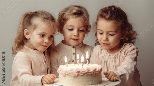 Kids enjoy cake on their special day. Generative AI