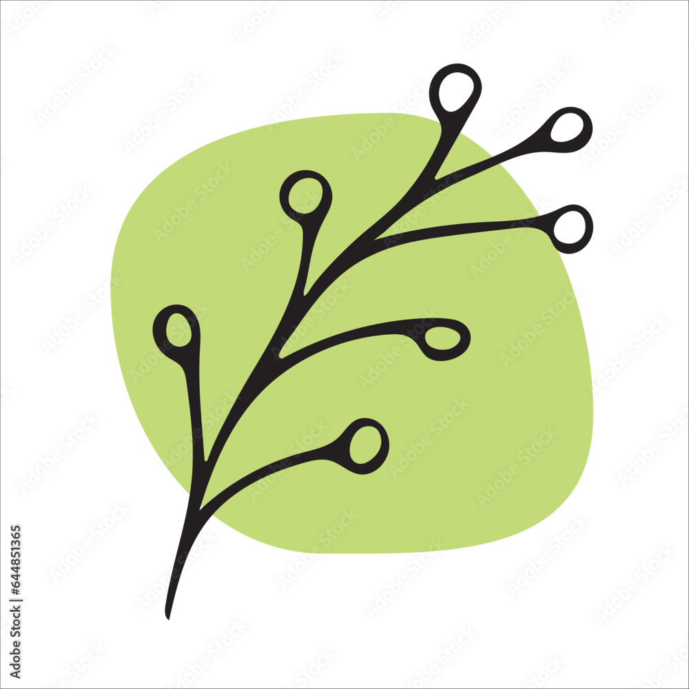 Vector illustration of the outline of a branch on a green spot. Vector illustration of the outline of a branch on a green spot.